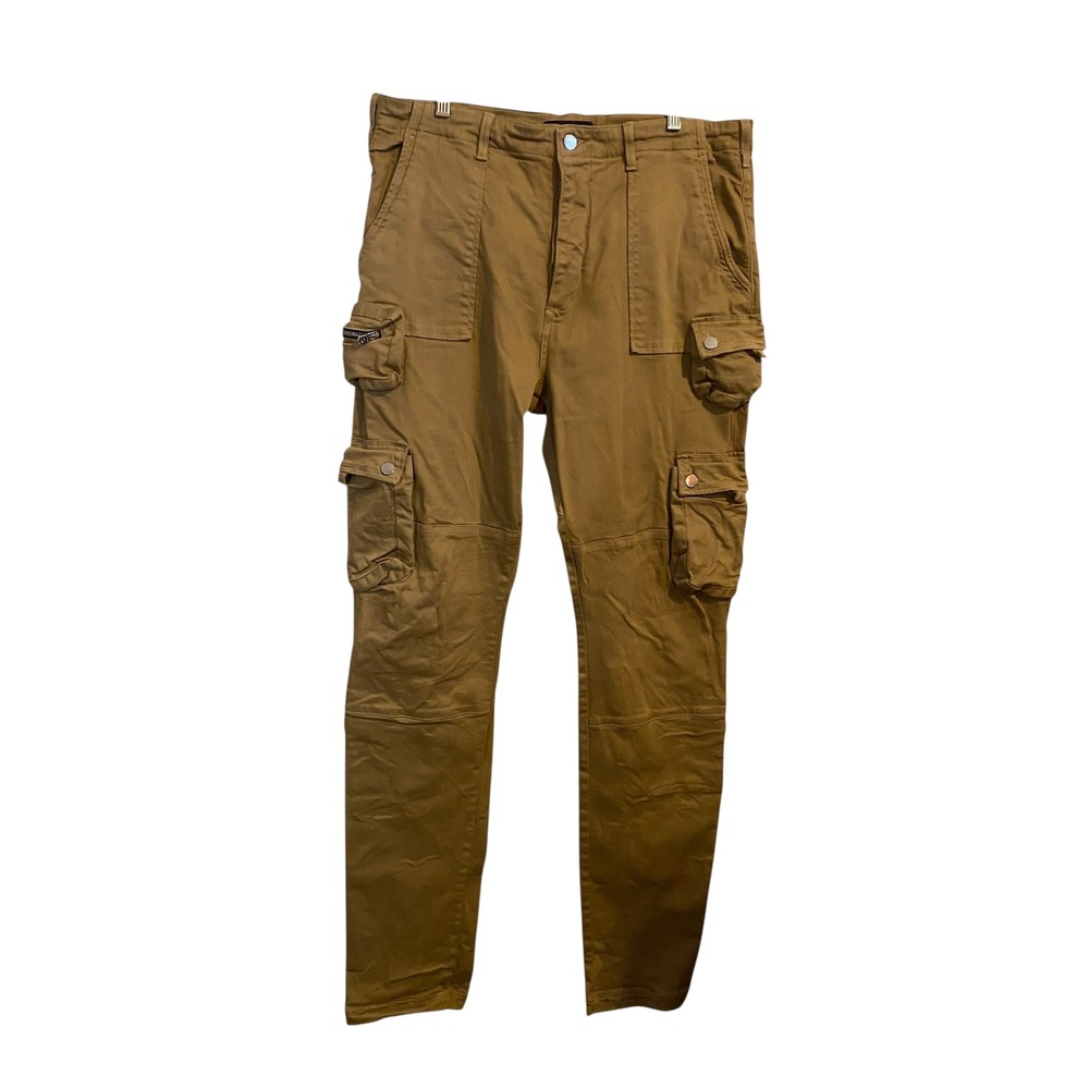 Amiri Mens Tan Multi Pocket Cargo Pants Size 38 Khaki Stretch Cotton Made in USA